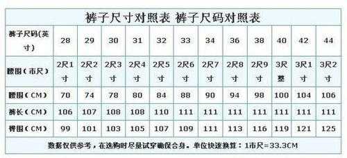 165/70裤子是多少码：16570a裤子腰围是多少厘米