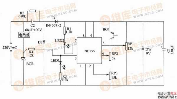 电热毯原理电路图：电热毯简易电路分析