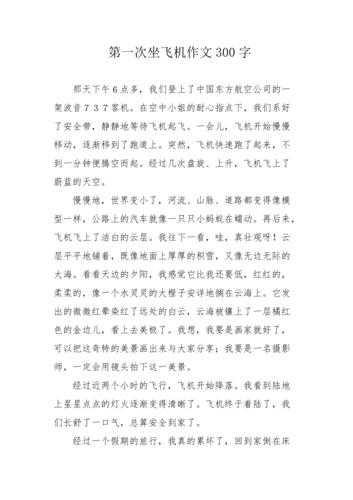 第一次乘坐飞机的流程作文：第一次乘坐飞机的流程作文300字