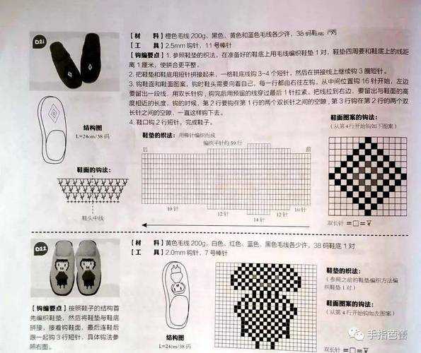 钩毛线拖鞋全教程视频图纸：毛线钩拖鞋教程视频教程全集