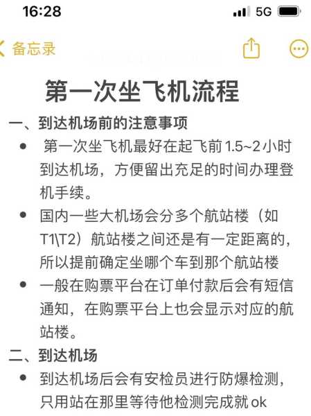 第一次乘坐飞机的程序：第一次乘坐飞机的步骤